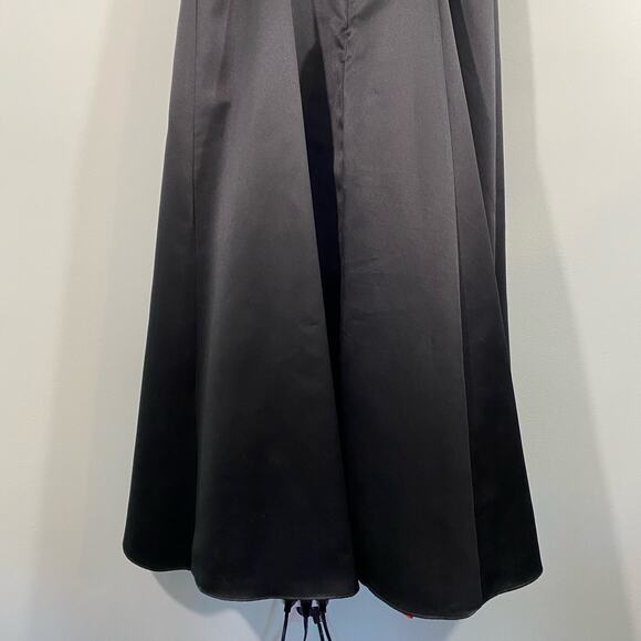 Vtg Scott McClintock Black Satin Spaghetti Strap Bow Accents Maxi Dress Size 14 - Picture 8 of 8